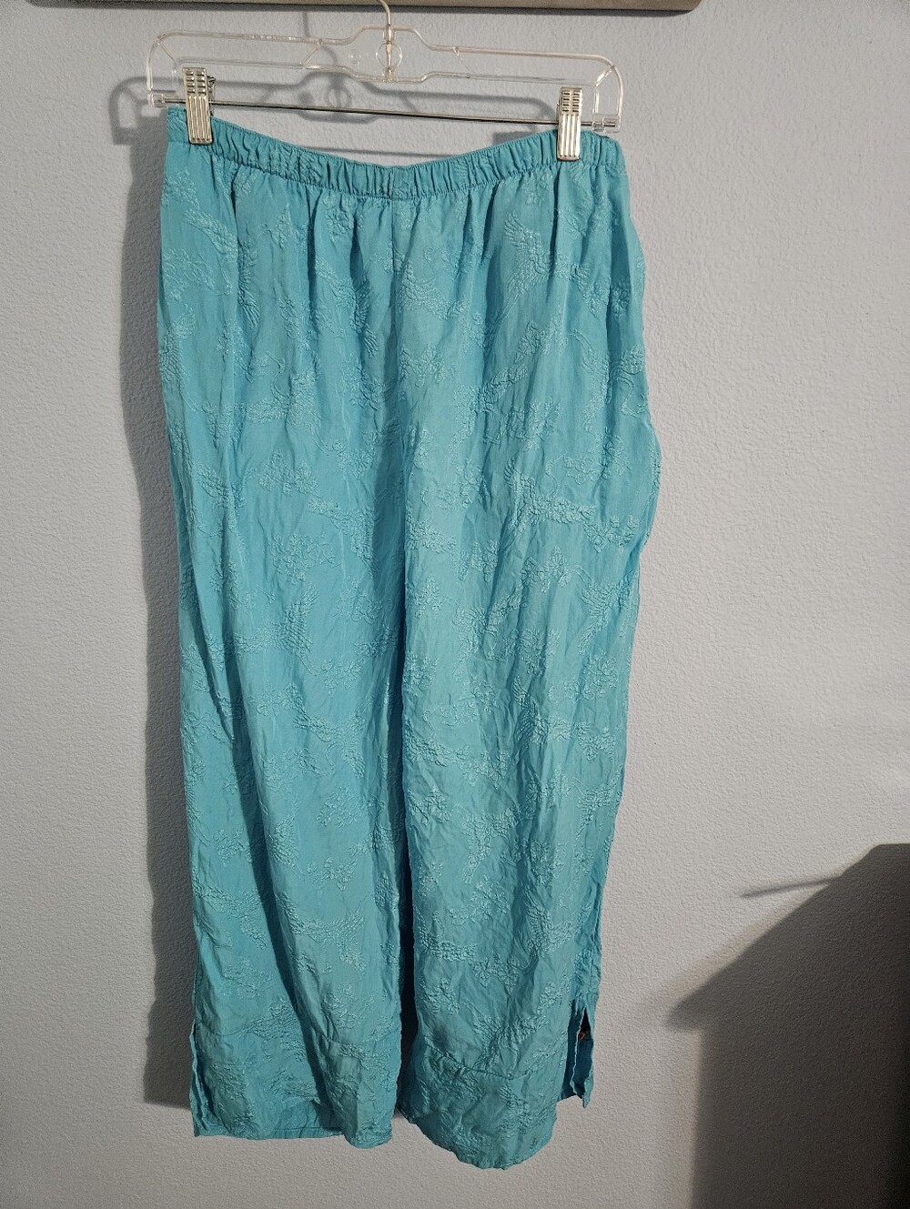 Half Moon Bay Turquoise Embroidered Wide Leg Pants